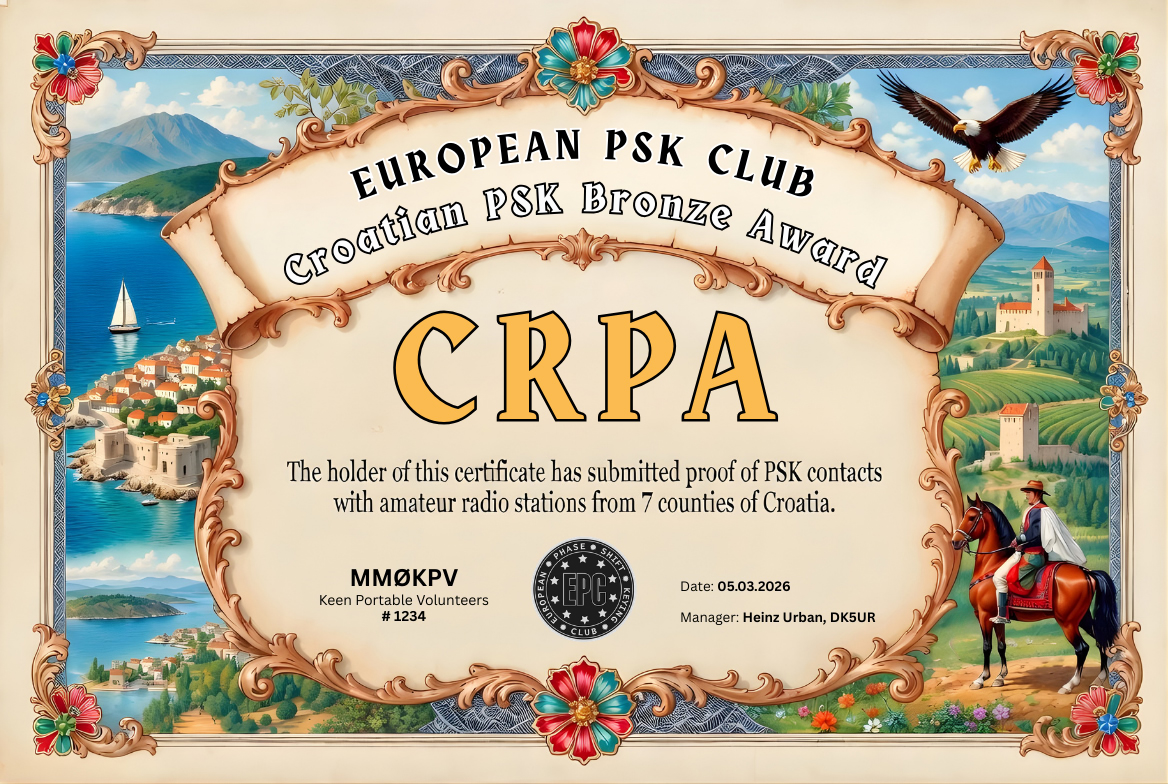 Croatian PSK Bronze Award certificate